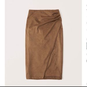 Abercrombie & Fitch Vegan Suede Midi Skirt Size Small
